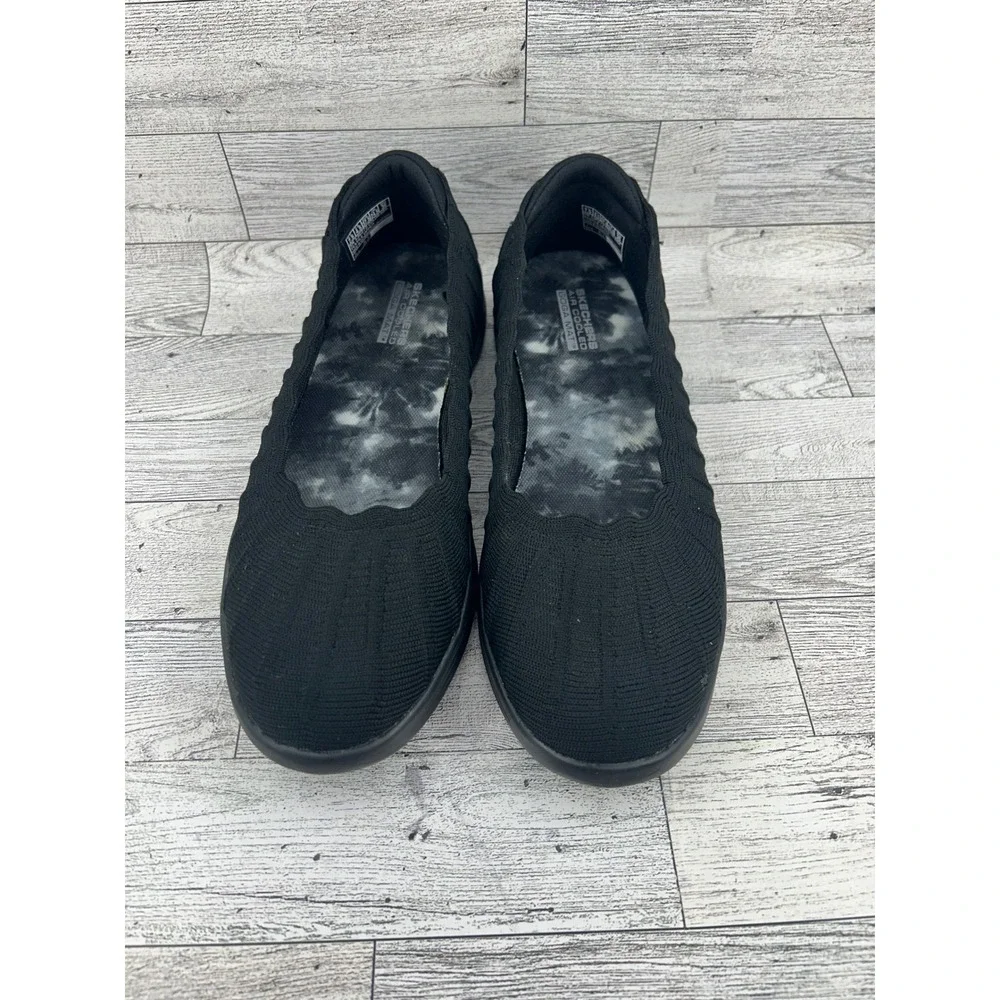 Skechers On-The-Go Ballet Flats Black Air Cooled Goga Mat Comfort‎ Shoes Sz 7.5